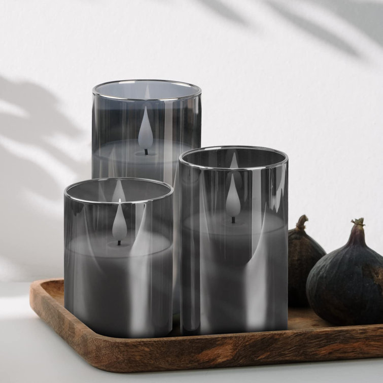Orren Ellis Flameless Candles Battery Operated Grey Glass LED Candle